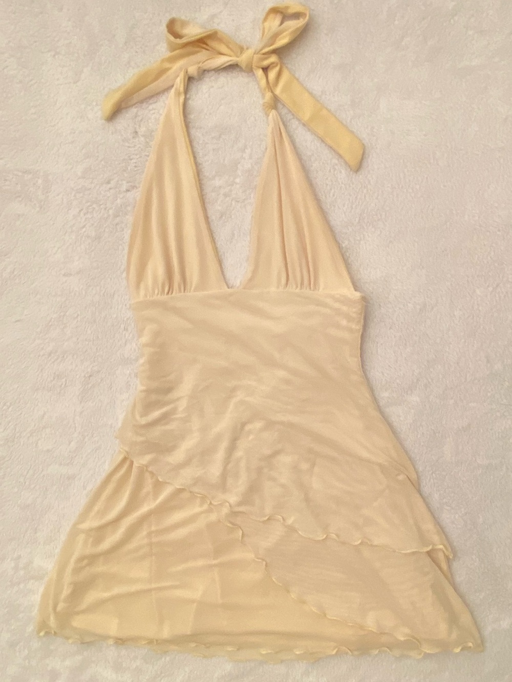 Cream Halter Mini Dress